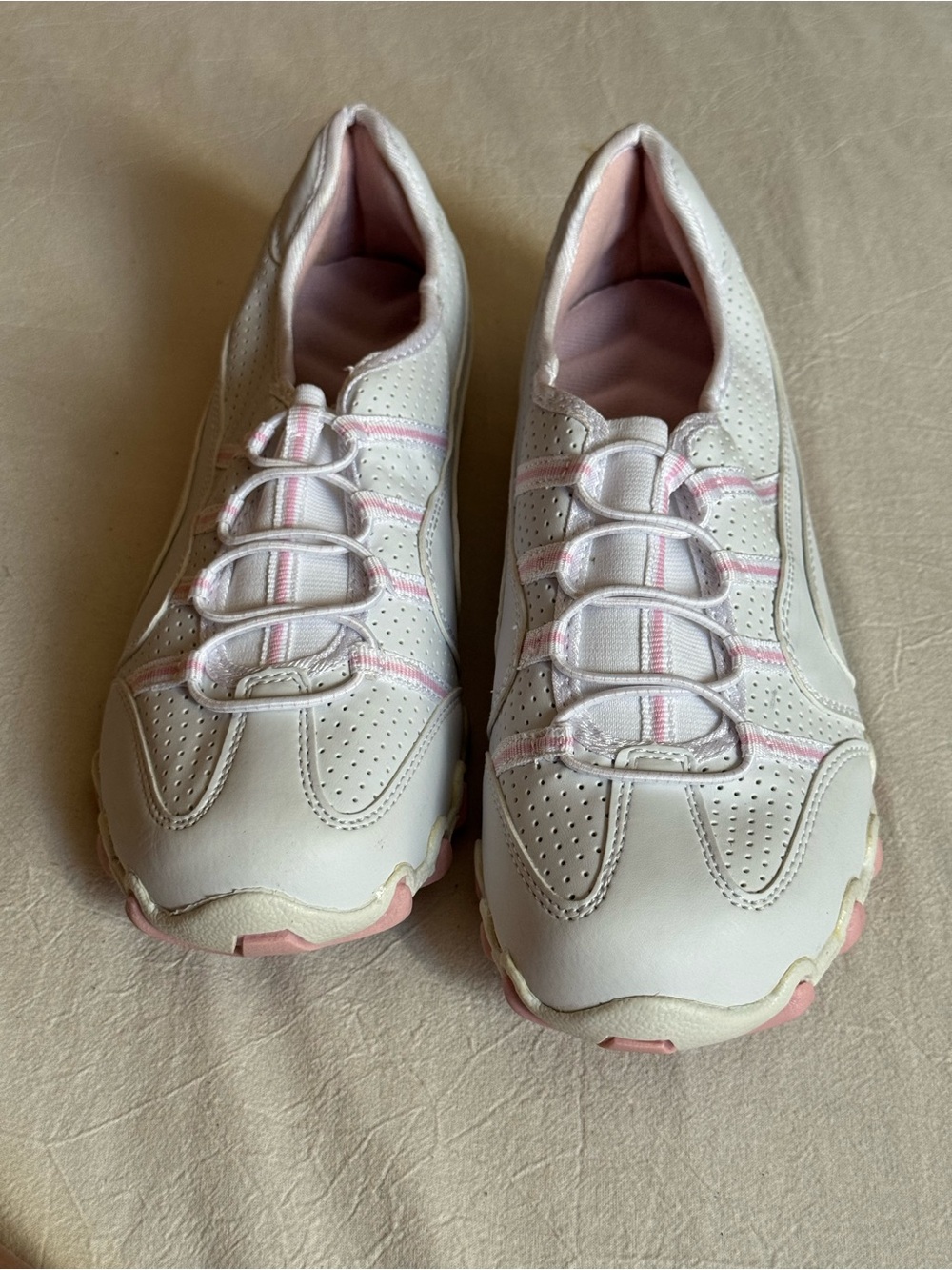 Avon White Athletic Sneakers with Pink Accents